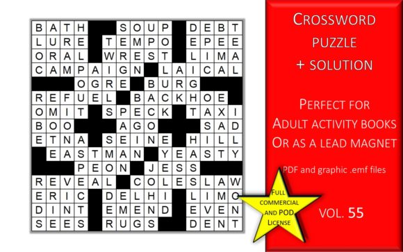 Crossword Puzzle Page with Solutions V55: Integrating Professional Assets into Your Publishing Workflow