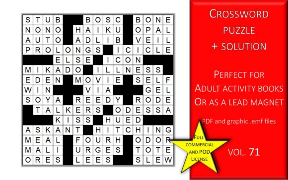 Crossword Puzzle Page with Solutions V71: A Strategic Asset for Adult Activity Books and Lead Magnets