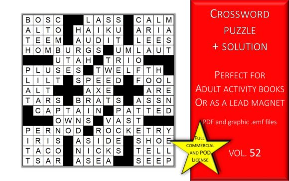 Evaluating Crossword Puzzle Page with Solutions V52 for Professional Publishing