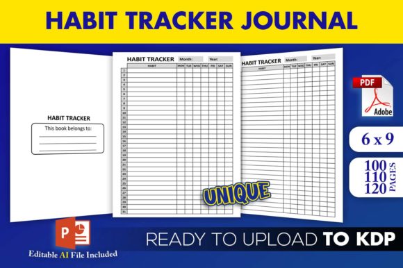 Habit Tracker Journal KDP Interior Design Assets