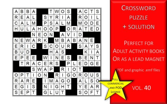 Leveraging Crossword Puzzle Page with Solutions V40 for Adult Activity Books and Digital Lead Magnets